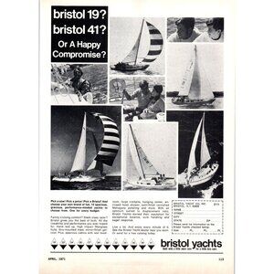 1971 Bristol Sailing Yachts Yachting Vintage Print Ad Couple Father Son Wall Art
